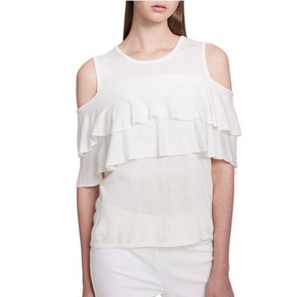 Calvin Klein Sweaters - Calvin Klein Ivory Flutter Cold Shoulder Sweater